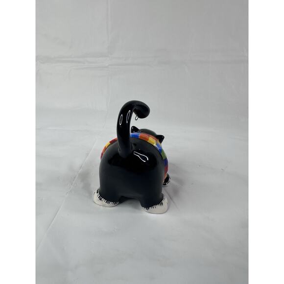 Amy Lacombe Ceramic Black Tuxedo Fat Cat Whimsical Rainbow Sweater Cat Lady - Picture 3 of 9